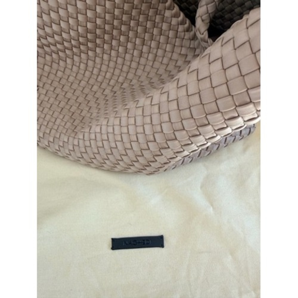 Naghedi St. Barths Medium Tote Bag Taupe Woven Neoprene Handbag - Picture 10 of 10